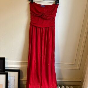 Vivienne Tam Red Orange Strapless Bandeau Top cotton blend dress. Size small.